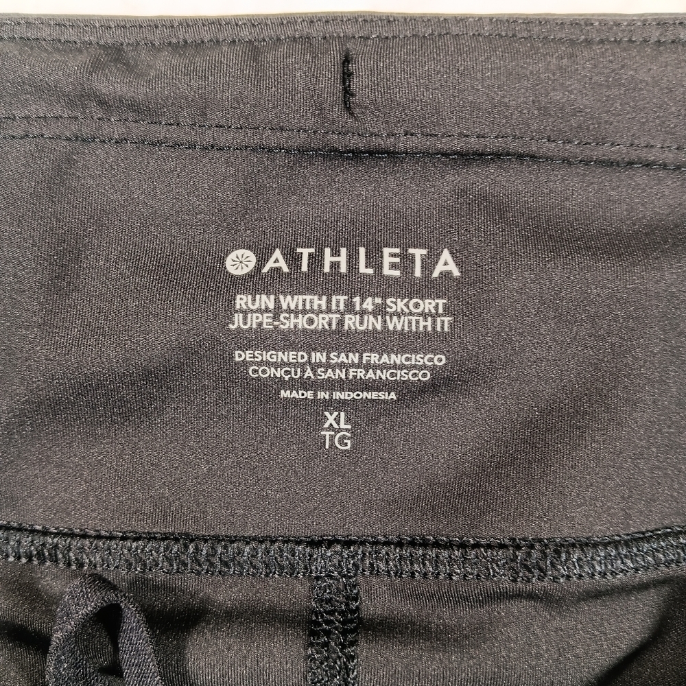 Athleta Skort Womens XL Black Run With It 14" Skort Jupe-Short Golf Tennis - Picture 2 of 13